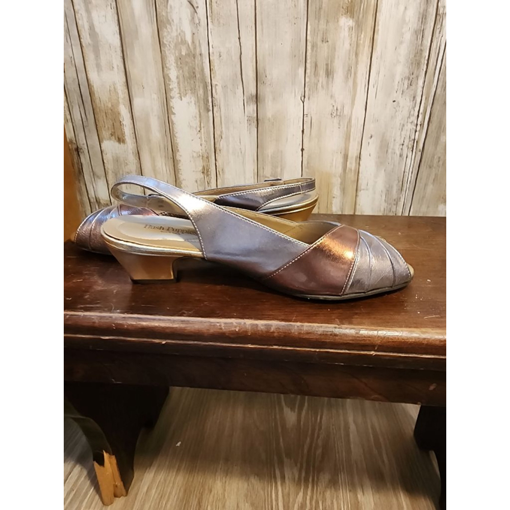 Women's Hush Puppies Gold Bronze Slingback Heels Size 8 VINTAGE - Picture 4 of 7